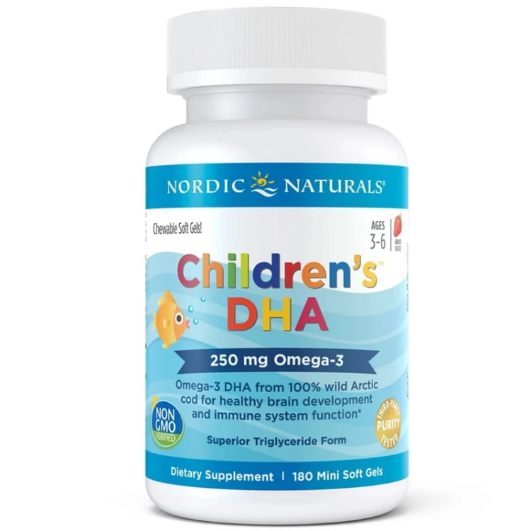 Nordic Naturals Children's DHA 250mg Truskawka 180 kapsułek