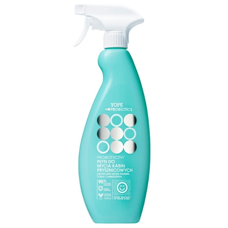 Probiotyczny płyn do mycia kabin prysznicowych kamień osad zabrudzenia Yope Probiotics 500ml