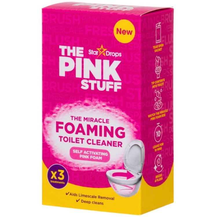 Pink Stuff Magiczny Proszek do czyszczenia WC Aktywna piana 3 szt x 100g UK