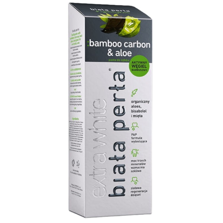Biała Perła Pasta do zębów Aktywny węgiel bambusowy &amp; Aloes 75ml