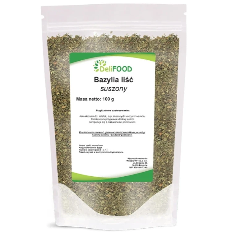 Bazylia liść suszony (DeliFood) 100g