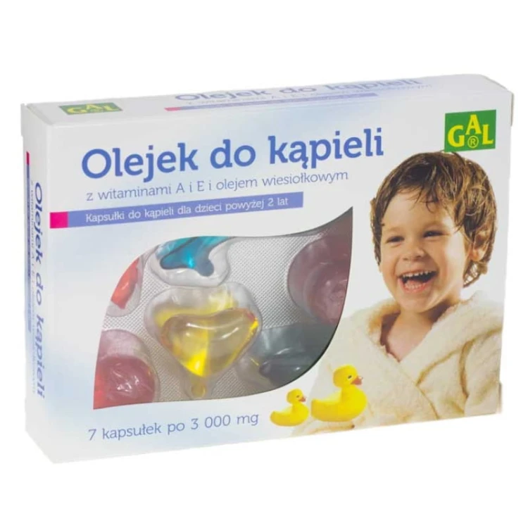 Olejek do kąpieli dla dzieci 2+ z witaminami A i E oraz olejem wiesiołkowym 7 kaps.
