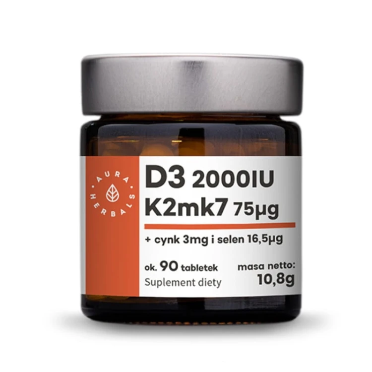 Witamina D3 2000IU + K2 MK-7 + Cynk + Selen 90 tabl.