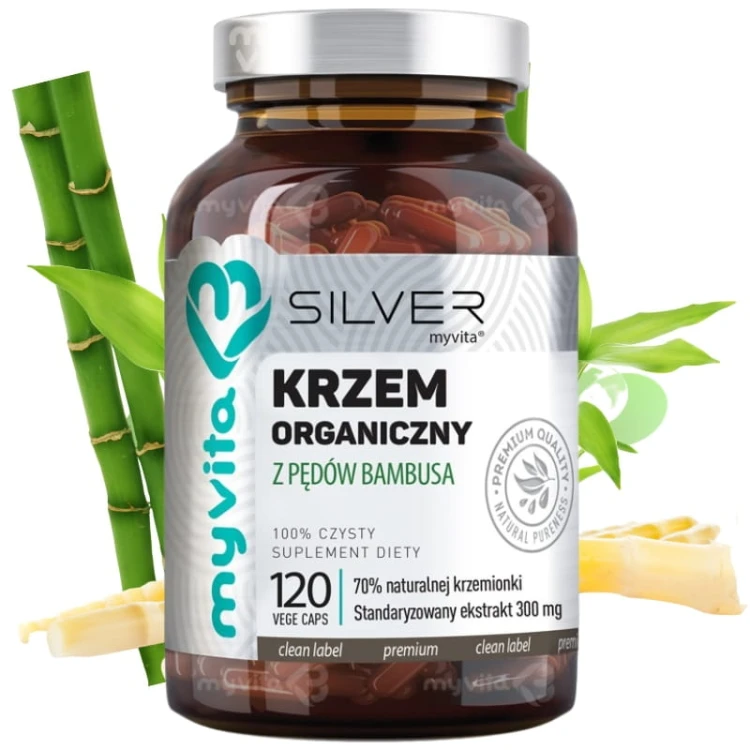 Silver Pure 100% Krzem organiczny z pędów bambusa 300mg 120 kaps.