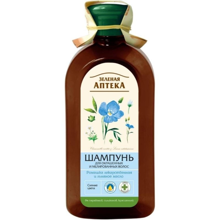 Green Pharmacy Szampon Ochrona koloru Rumianek i olej lniany do włosów farbowanych 350ml