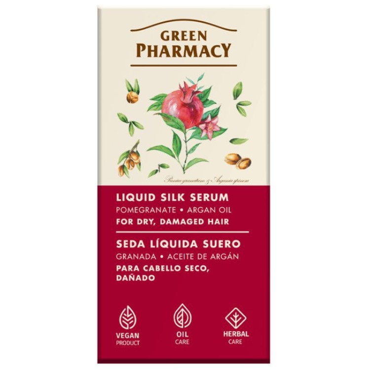 Green Pharmacy Jedwab w płynie Serum do włosów suchych zniszczonych Granat i Olej Arganowy 30ml