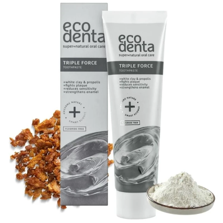 Ecodenta Pasta do zębów Potrójne działanie (Biała glinka + Propolis) 100ml