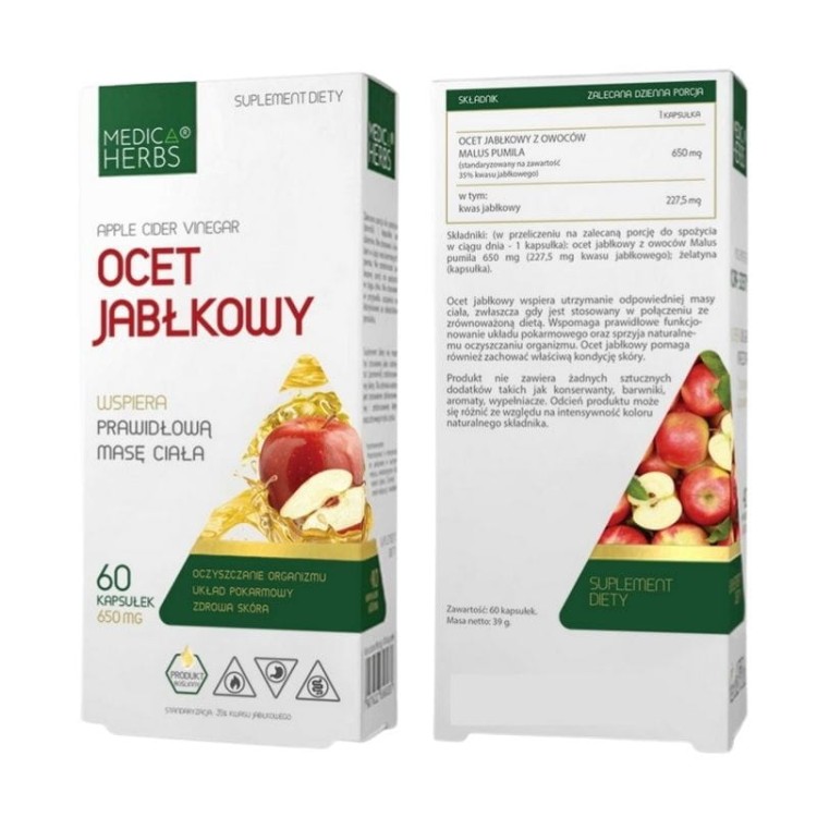 Ocet Jabłkowy 650mg 60kaps.
