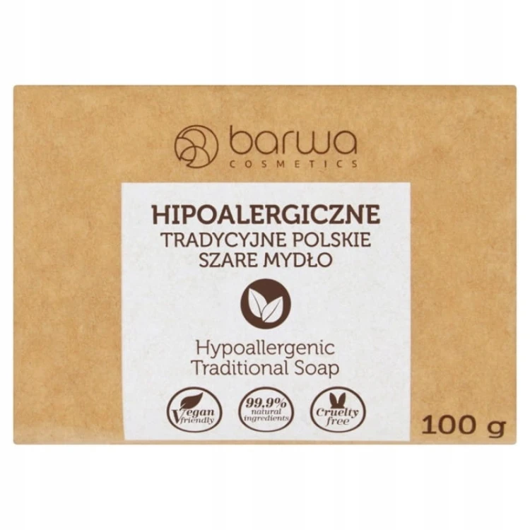 Mydło tradycyjne, polskie, szare, hipoalergiczne w kostce 100g