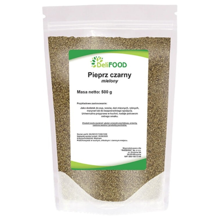 Pieprz czarny mielony (DeliFood) 500g
