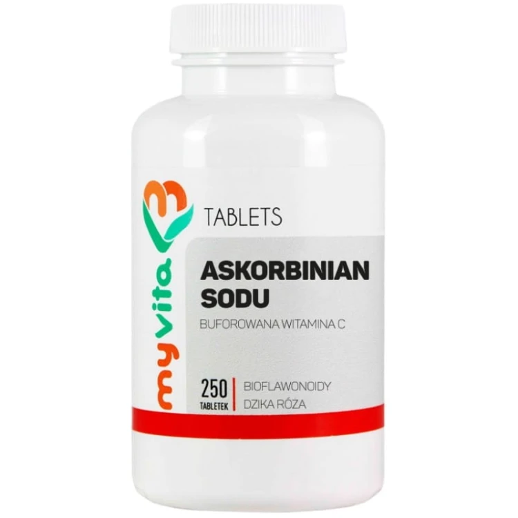 Askorbinian sodu (buforowana witamina C + bioflawonoidy i dzika róża) 250 tabl.