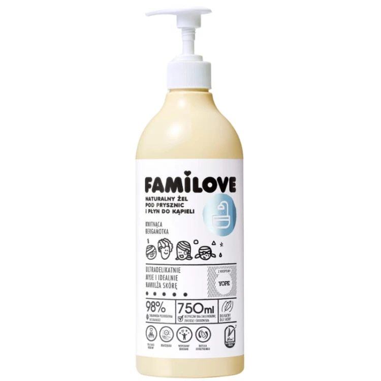 Familove Naturalny Żel pod prysznic i płyn do kąpieli Kwitnąca Bergamotka 750ml