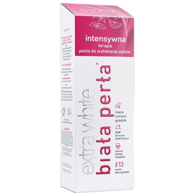 Biała Perła Pasta do zębów Intensywna Terapia wybielająca z miętą, cytryną i goździkami 75ml
