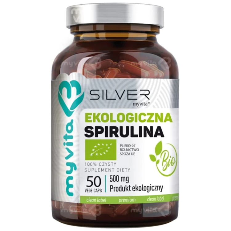 Silver Pure 100% Spirulina BIO 500mg 50 kaps.
