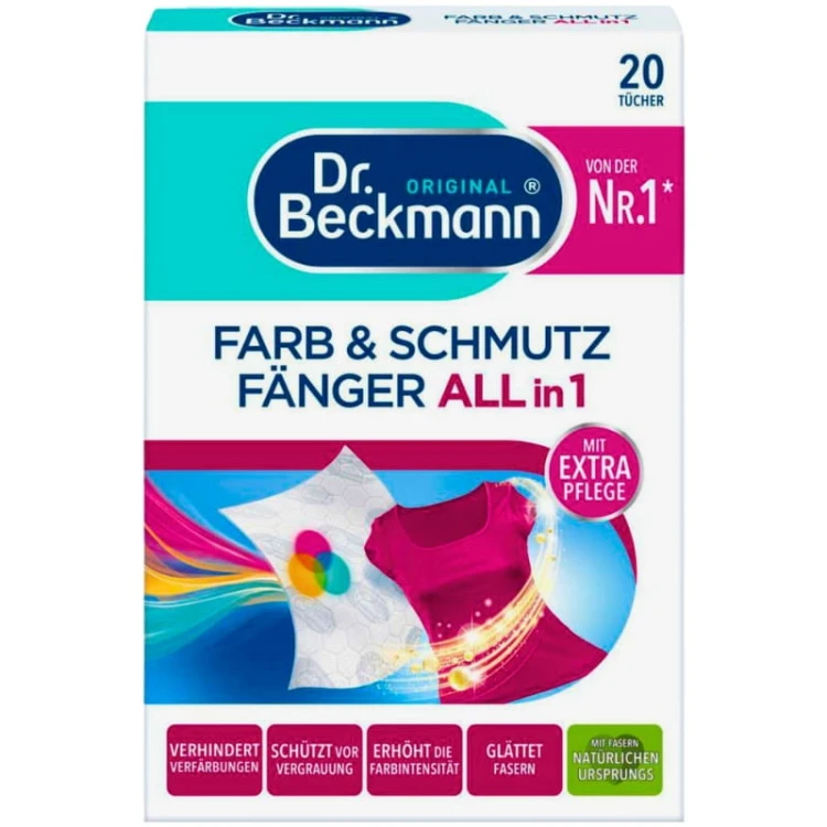 Dr Beckmann Chusteczki do prania przeciw farbowaniu wyłapujące kolory 3w1 20szt.