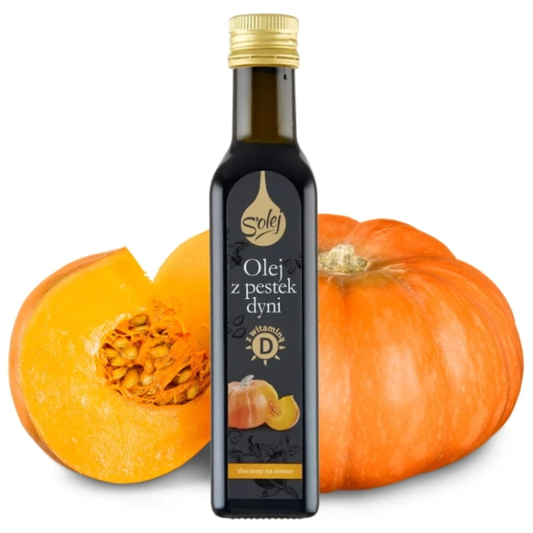 Olej z pestek dyni z witaminą D tłoczony na zimno 250ml