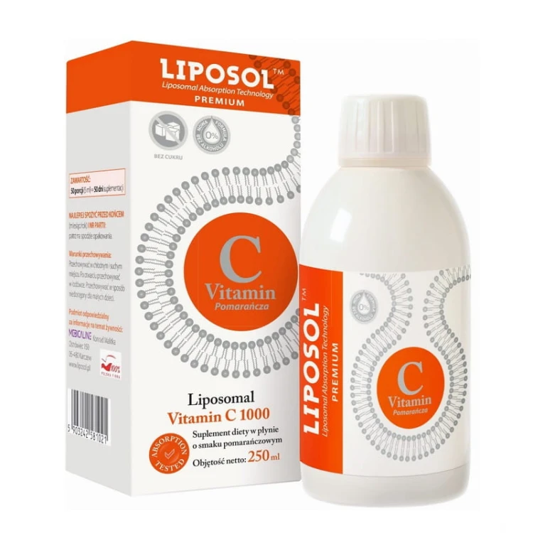 Liposol Premium Witamina C liposomalna o smaku pomarańczowym 250ml