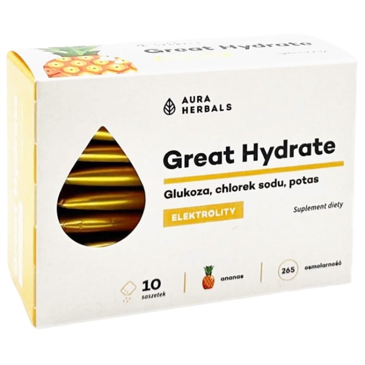 Great Hydrate Elektrolity smak ananasowy 10 saszetek x 3,5g