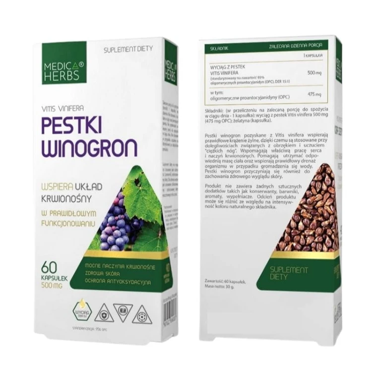 Pestki winogron 500mg 60 kaps.