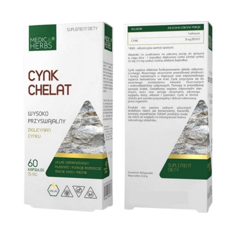Cynk Chelat (Diglicynian cynku)15mg 60kaps.