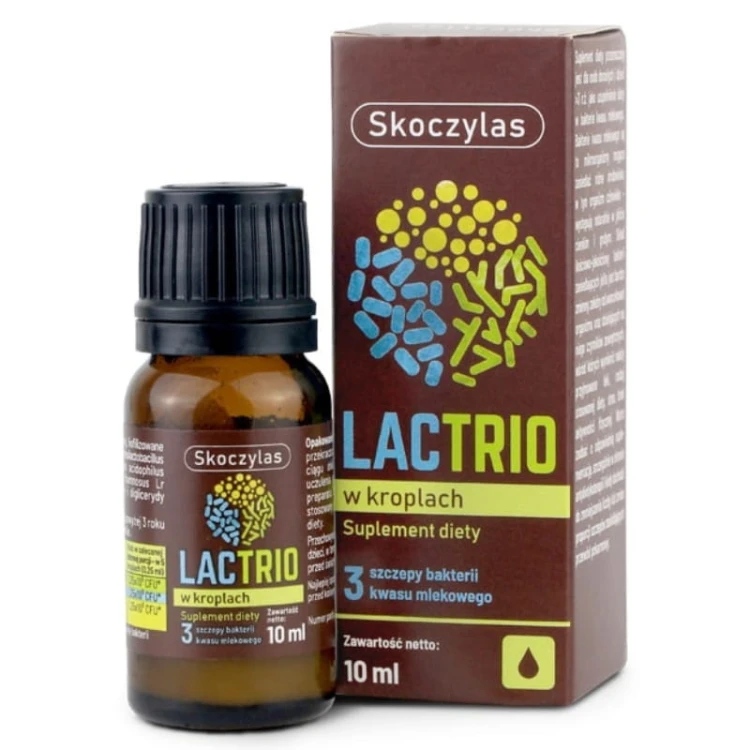 Skoczylas Lactrio probiotyk w kroplach - 3 szczepy bakterii kwasu mlekowego 10ml