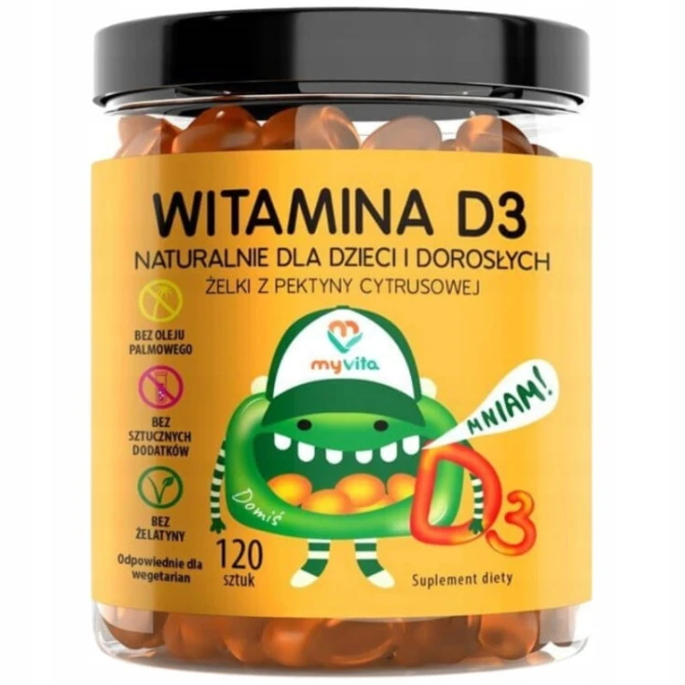 Naturalne Żelki Witamina D3 dla dzieci i dorosłych 120szt