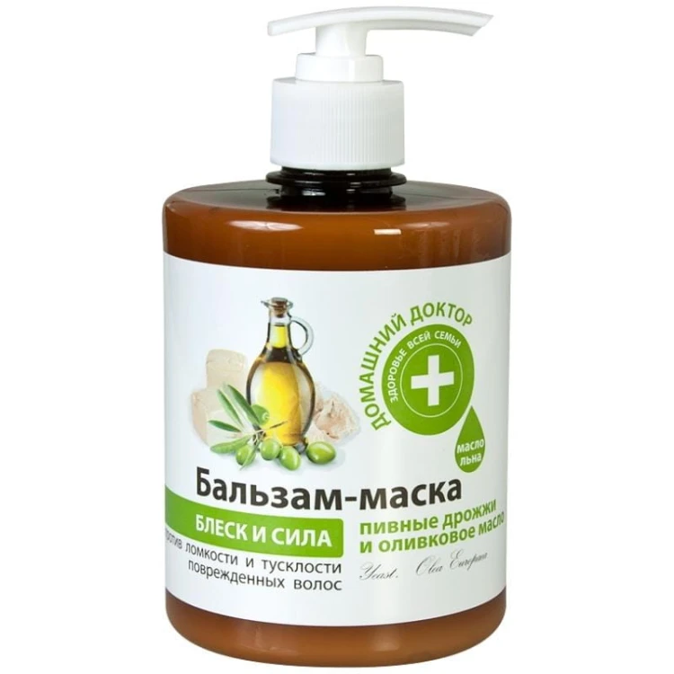 Domowy Doktor Balsam-maska do włosów Drożdze piwne i oliwa z oliwek Blask i siła 500ml