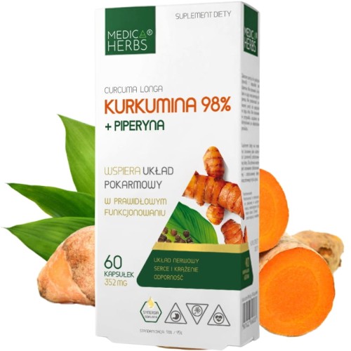 Kurkumina 98% + piperyna 352mg 60 kaps.