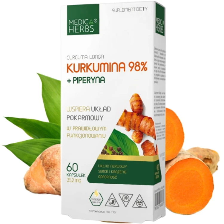 Kurkumina 98% + piperyna 352mg 60 kaps.