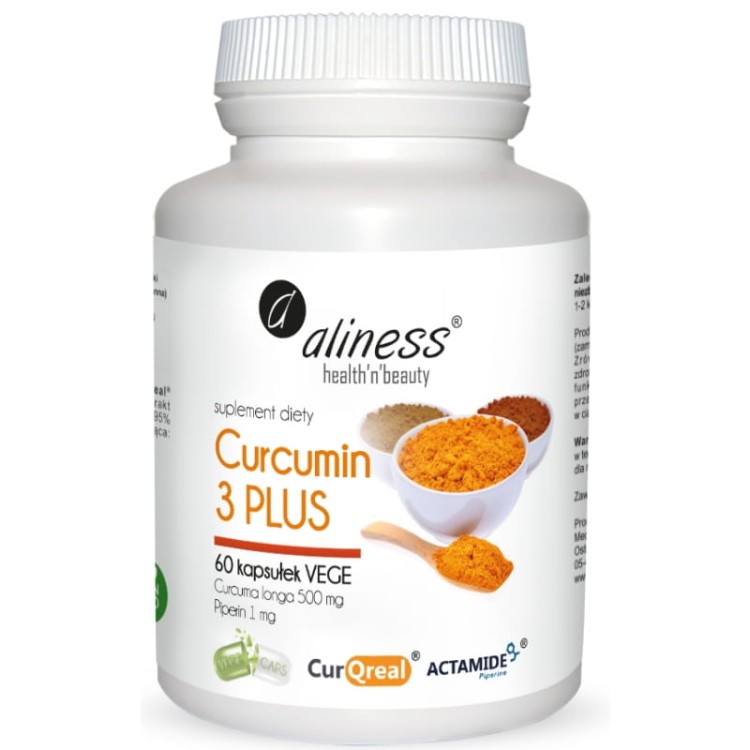 Curcumin 3 Plus - Curcumin + piperyna 500mg/1mg 60 kaps.