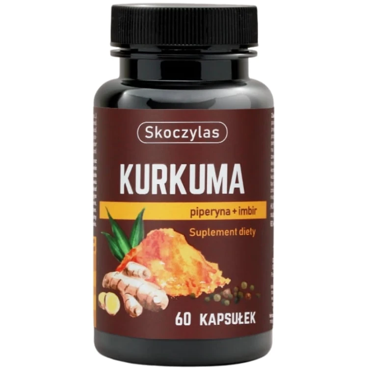 Skoczylas Kurkuma, piperyna, imbir, resweratrol i kwercetyna 60 kaps.