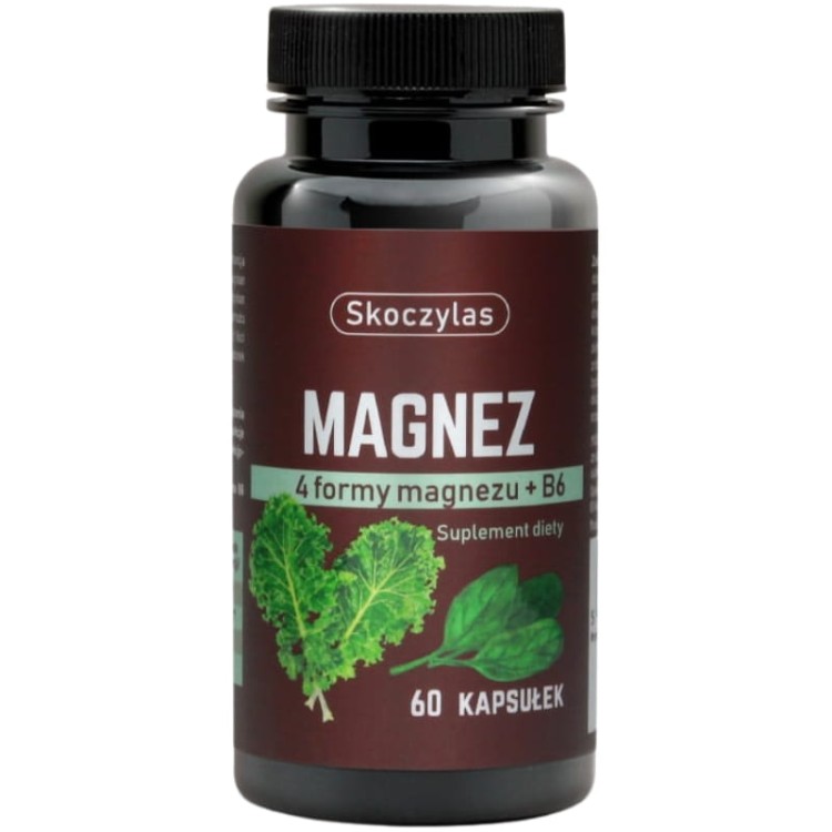 Skoczylas Magnez 4 Formy - Szpinak + Jarmuż + Witamina B6 60 kaps.