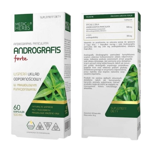 Andrografis Forte (Andrographis Paniculata) 500mg 60kaps.