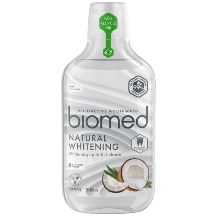 Biomed Natural Whitening Płyn do płukania jamy ustnej Mięta + Kokos 500ml