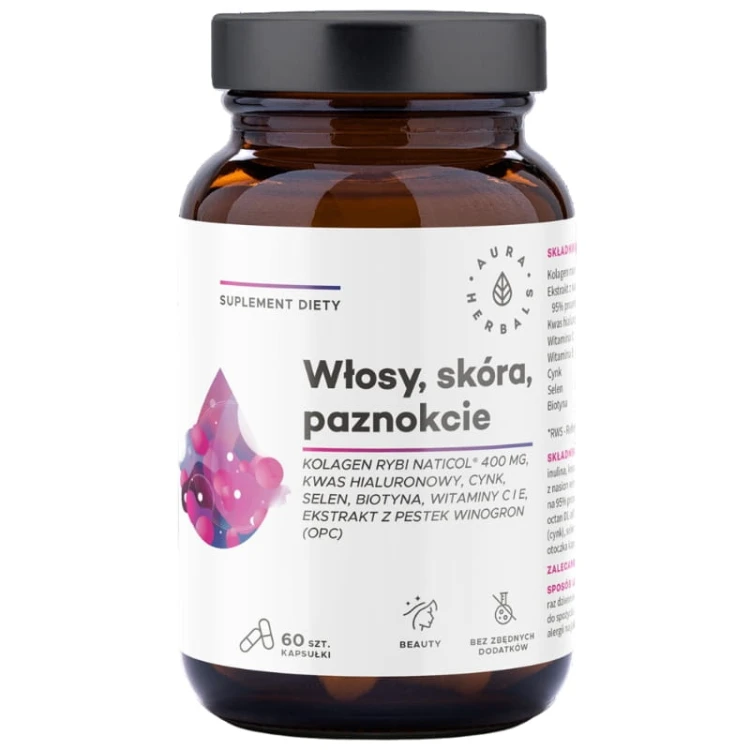 Kolagen Rybi NatiCol - Włosy, skóra, paznokcie 60 kaps.