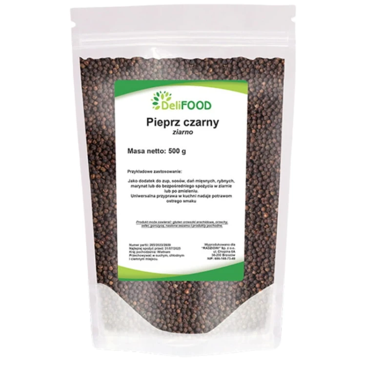 Pieprz czarny ziarno (DeliFood) 500g