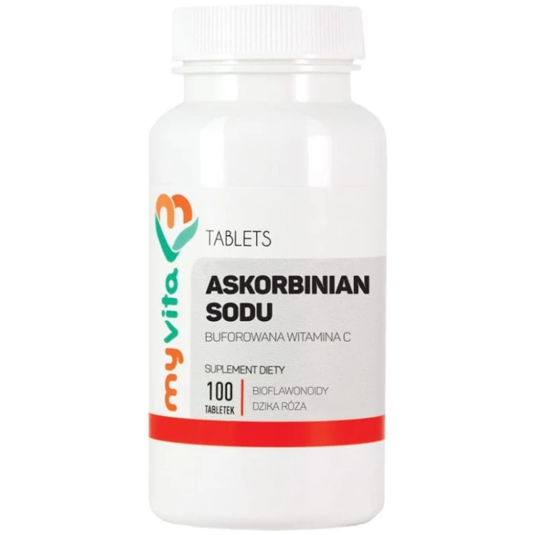 Askorbinian sodu (buforowana witamina C + bioflawonoidy i dzika róża) 100 tabl.