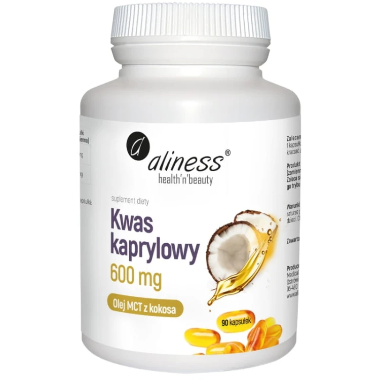 Kwas kaprylowy (60% C8) 600mg 90kaps.