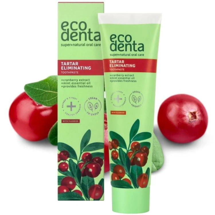 Ecodenta Pasta do zębów Żurawina + Olejek miętowy + Kalident - zwalcza kamień nazębny 100ml