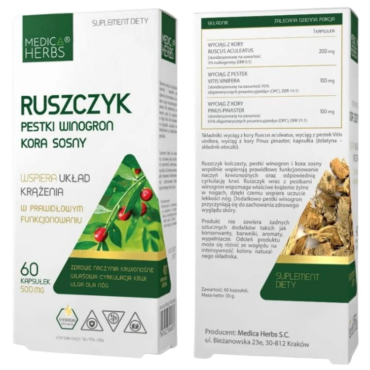 Ruszyczyk Pestki Winogron Kora Sosny 60 kaps.