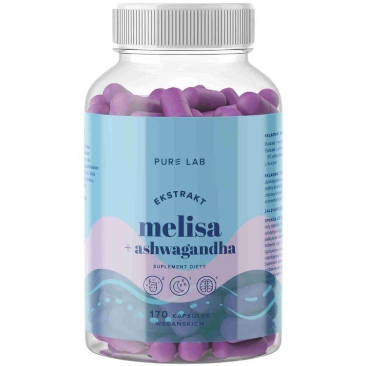 PURE LAB Ekstrakt melisa 150mg + ashwagandha 170 kaps.