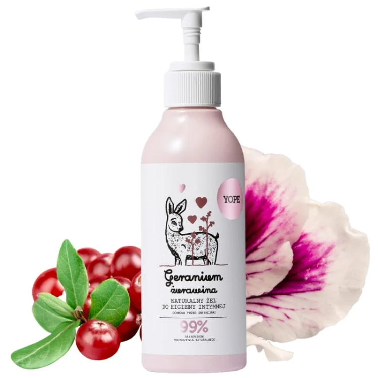 Naturalne żel do higieny intymnej Geranium i żurawina 300ml