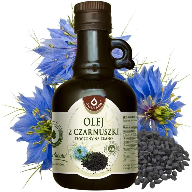 Olej z czarnuszki (Nigella sativa) tłoczony na zimno 500ml