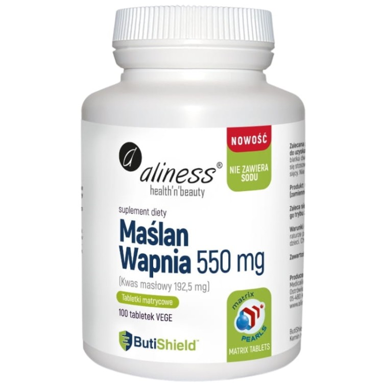 Maślan Wapnia 550mg (kwas masłowy 192,5mg) bez sodu 100 tabl.