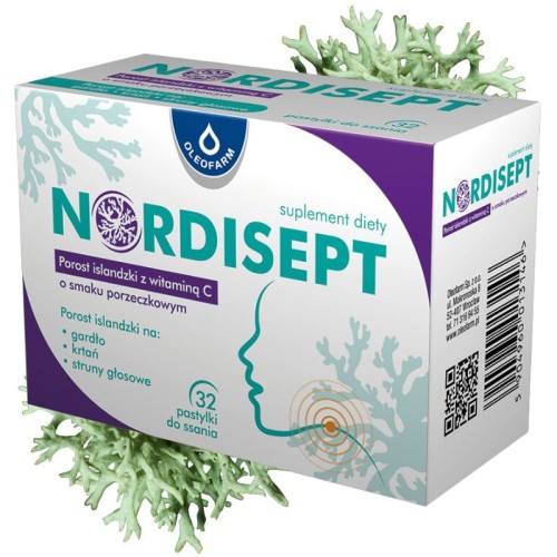 Nordisept porost islandzki z witaminą C - czarna porzeczka 32 pastylek do ssania