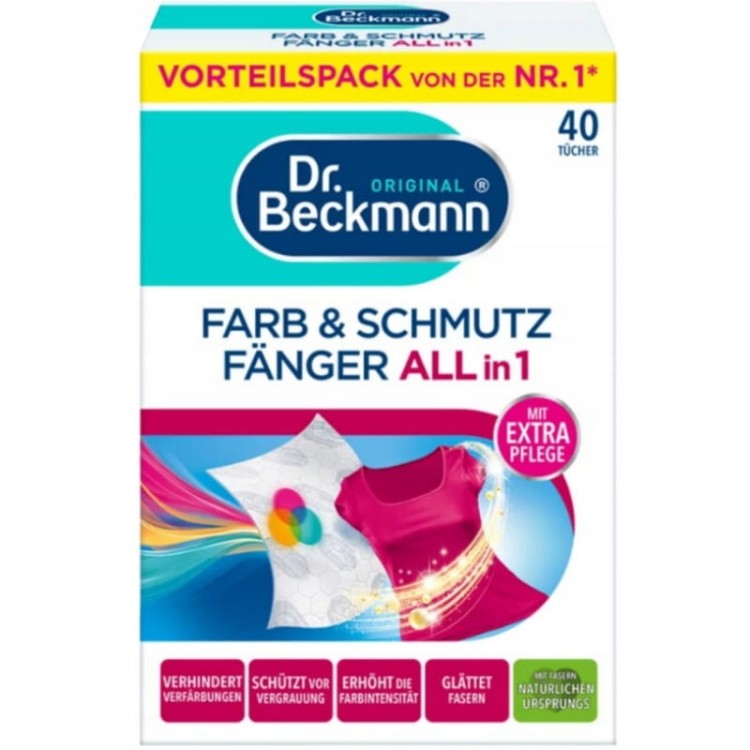 Dr Beckmann Chusteczki do prania przeciw farbowaniu wyłapujące kolory 3 w1 40szt.