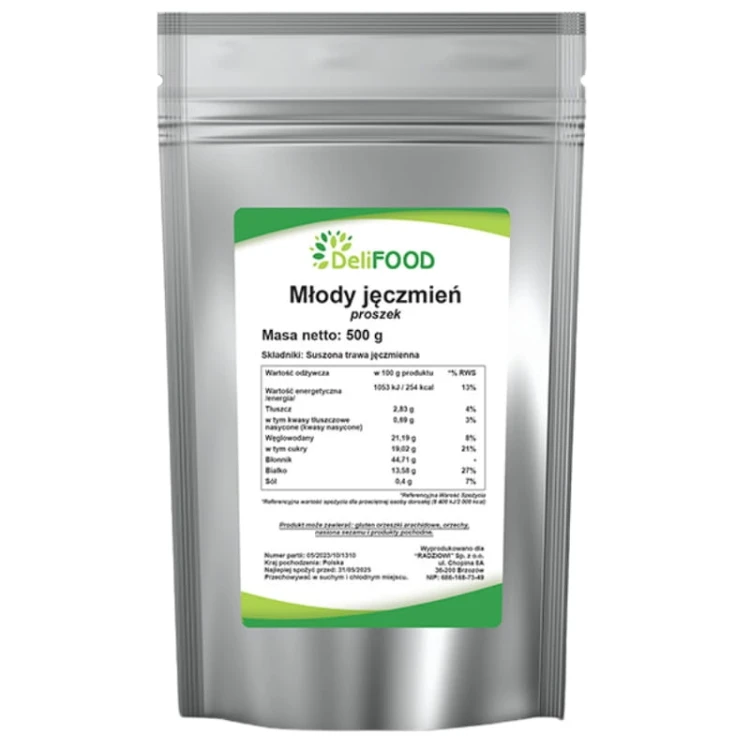 Młody jęczmień proszek (DeliFood) 500g