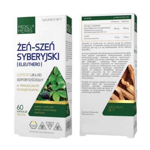 Żeń-szeń syberyjski (Eleuthero) 400mg 60kaps.