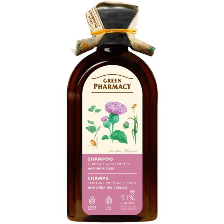 Green Pharmacy Szampon przeciw wypadaniu włosów Łopian i proteiny pszenicy do każdego rodzaju włosów 350ml