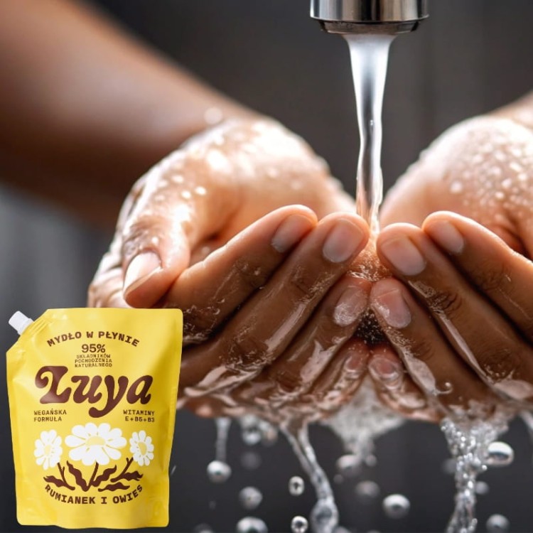 Naturalne Mydło w płynie do rąk Rumianek i Owies LUYA 800ml Refill
